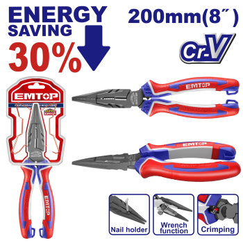Cleste cu varf lung cu efect de parghie mare, 200mm (8  ) - EPLRL0821, EMTOP