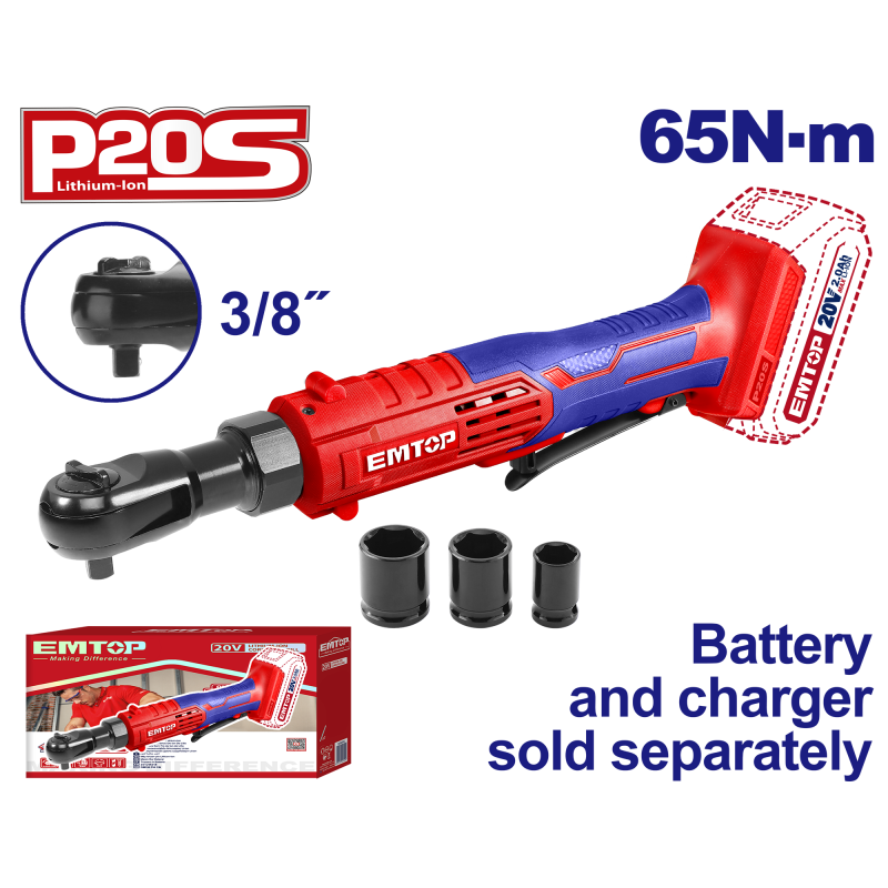 Clichet 3 8   65Nm fara acumulator si incarcator, 65Nm, 3 tubulare incluse - EDRL2060151, EMTOP