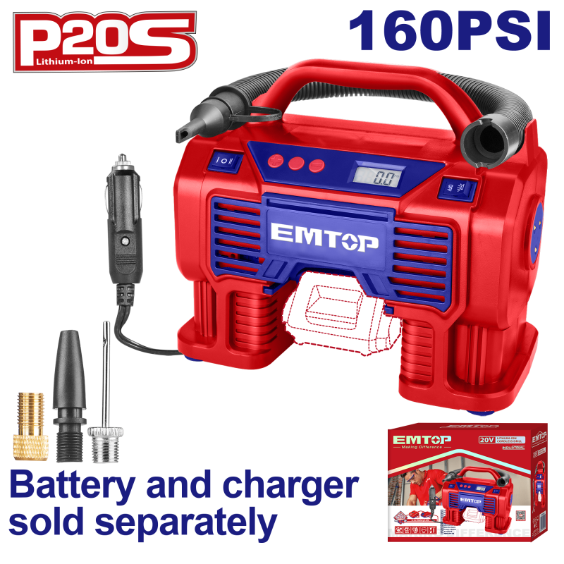 Compresor de aer auto fara acumulator si incarcator, 11 bar - ELAC2002, EMTOP