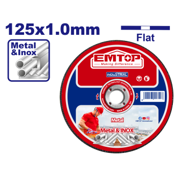 Disc de taiere metal, abraziv, 125 x 1.0mm - EACD101251, EMTOP