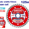 Disc Turbo diamantat 125mm, taiere umeda si uscata pentru caramida, beton si piatra, lama 10 mm - EDDC031252, EMTOP