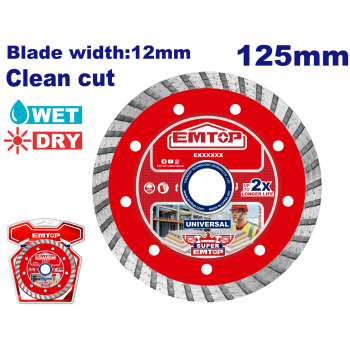 Disc Turbo diamantat 125mm, taiere umeda uscata, lama 12 mm - EDDC031251, EMTOP
