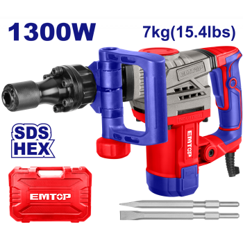 Ciocan demolator HEX, 1300W, 20J, 2 dalti, 7kg, ambalat in cutie de transport - EDBRH1301, EMTOP