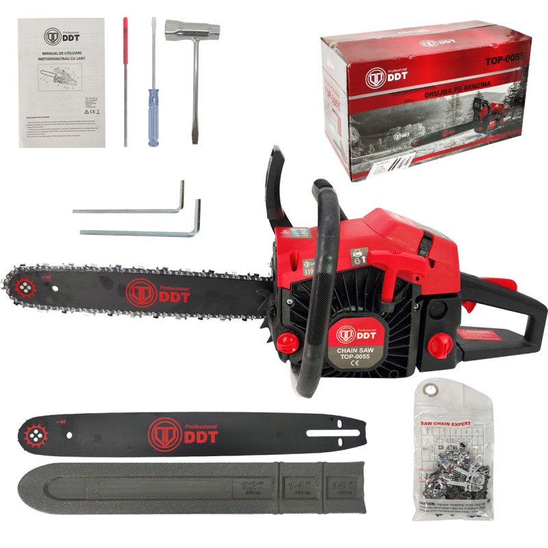 Drujba pe benzina , motor 2 Timpi , 2 lame + 2 lanturi , 4,8 cp putere , demaror magneziu Easy-Start