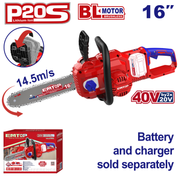 Fierastrau Drujba cu lant fara acumulator si incarcator, motor fara perii (brushless), lant 40cm - ELGA40168, EMTOP