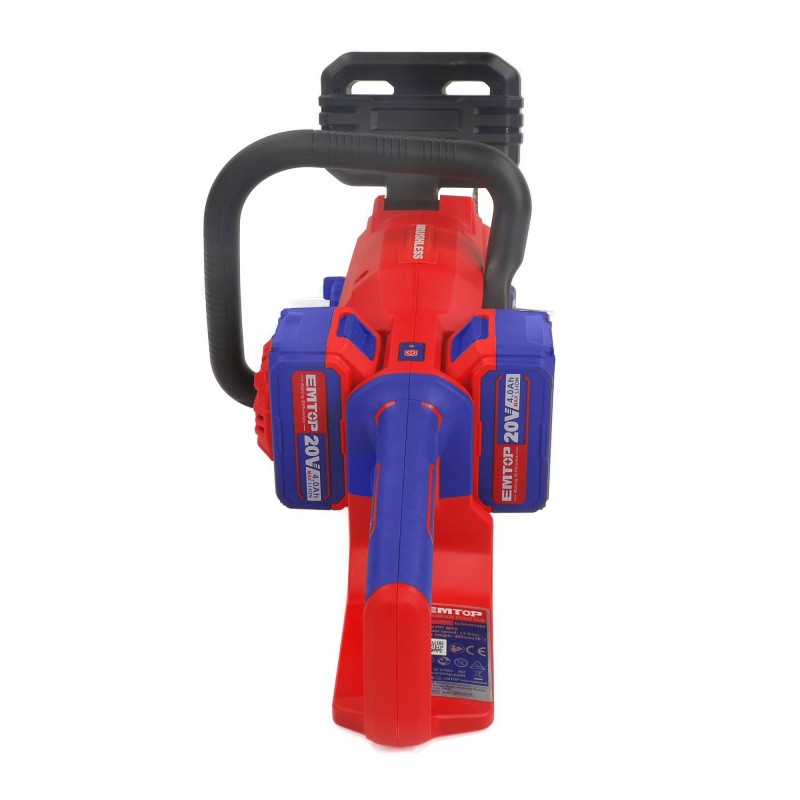 Fierastrau Drujba cu lant cu 2 baterii 4.0AH, motor fara perii (brushless), 40cm - ELGA401682, EMTOP