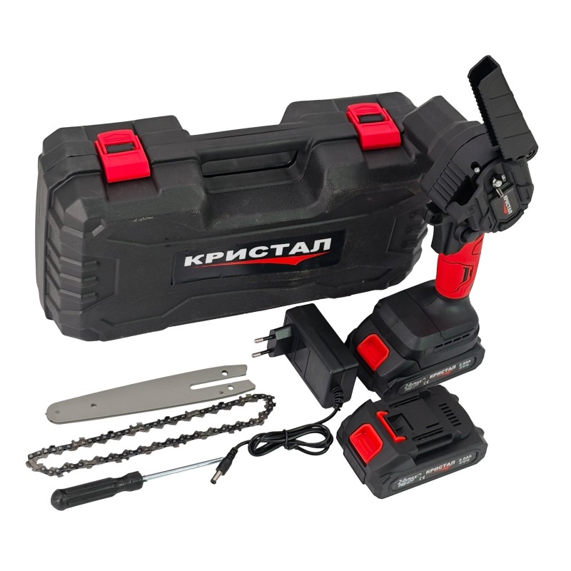 Fierastrau de mana (mini fierastrau) DDT-CRISTAL, 24V, 2Ah, LamaLant 6  , 2 acumulatori, Incarcator, Geanta de transport