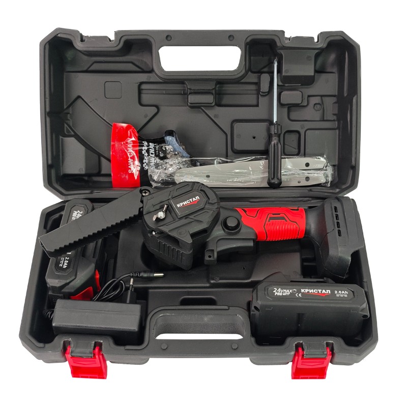 Fierastrau de mana (mini fierastrau) DDT-CRISTAL, 24V, 2Ah, LamaLant 6  , 2 acumulatori, Incarcator, Geanta de transport