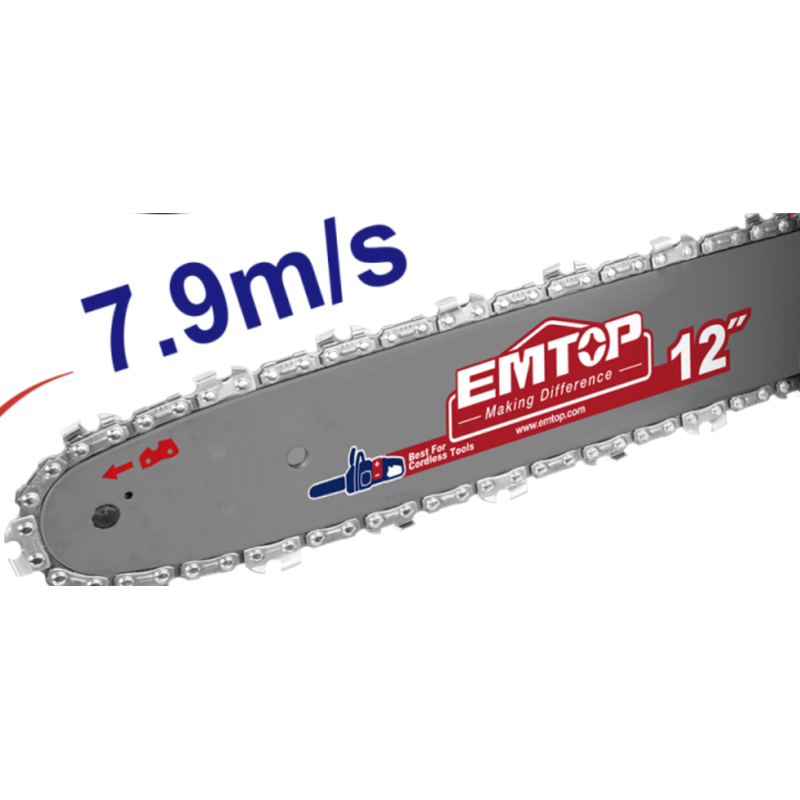 Fierastrau Drujba cu lant cu 2 acumulatori 5.0Ah, motor fara perii (brushless), 30cm - ELGA201286, EMTOP