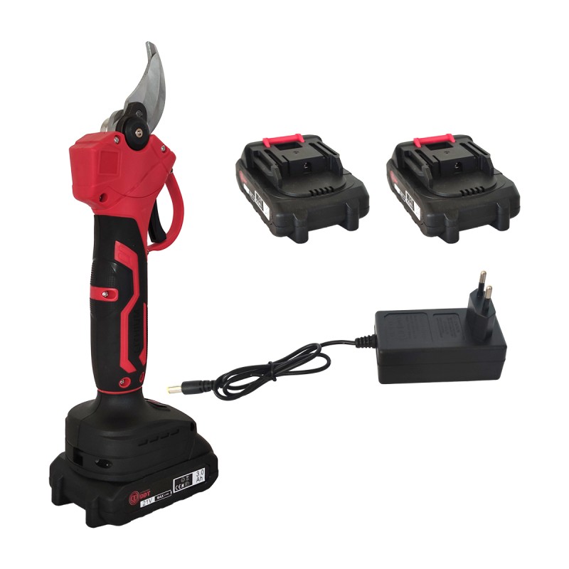 Foarfeca cu acumulator , vita de vie si crengi , 21 V , 3 Ah , Rosie