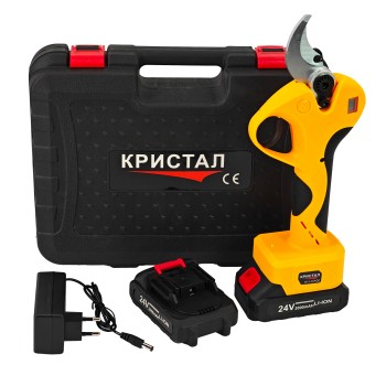 Foarfeca de gradina cu acumulator DDT-CRISTAL, 24 V, 2 Ah, deschidere max 45 mm, indicator procentaj baterie