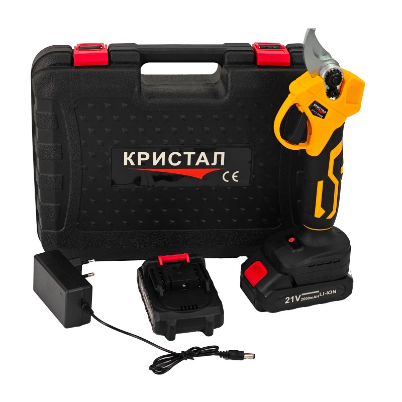 Foarfeca vita de vie  crengi, DDT-CRISTAL, 2 acumulatori 21 V, 2 Ah, Deschidere 30 mm