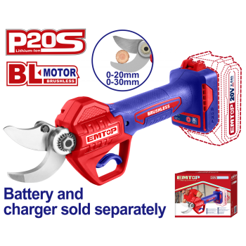 Foarfeca electrica pentru vie fara acumulator si incarcator, motor fara perii (brushless), 20 30mm - ELSL20305, EMTOP