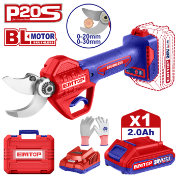 Foarfeca dreapta cu 1 acumulator 2.0AH, 20-30mm, cutie de transport - ELSL203051, EMTOP