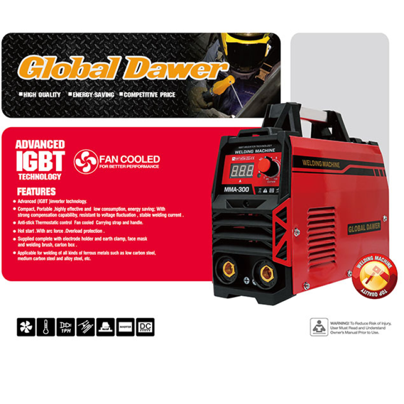 Invertor de sudura MMA, Global Dawer, 300 A, 2.5 - 4 mm