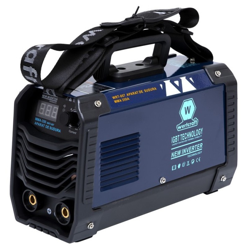 Invertor de sudura WertCraft WRT-007, 20-350 A amperaj, 230 V, 1.6-4 mm diametru electrod, MMA, IP21, funtie anti-lipire