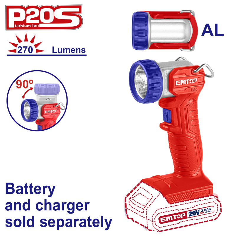 Lampa de lucru fara acumulator si incarcator, 270 lumeni - ELWL2038, EMTOP