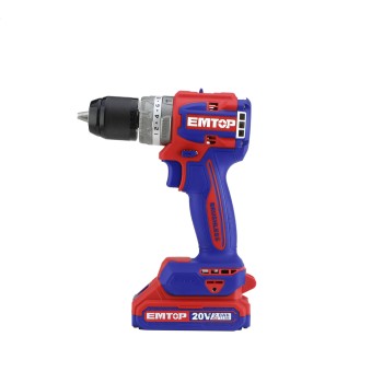 Masina de gaurit  si insurubat cu 2 acumulatori 2.0AH, motor fara perii (brushless), 60Nm, 1 2  , 47 accesorii, cutie transport - ECDL20602, EMTOP