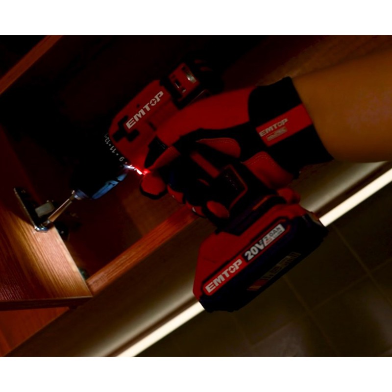 Masina de gaurit si insurubat cu 2 acumulatori 2.0AH, 55 accesorii, cutie de transport - ECDL200528, EMTOP