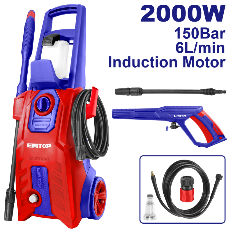 Aparat de spalat cu presiune 2000W, 150 bar, 6L min, furtun 5m - EHPW2001, EMTOP
