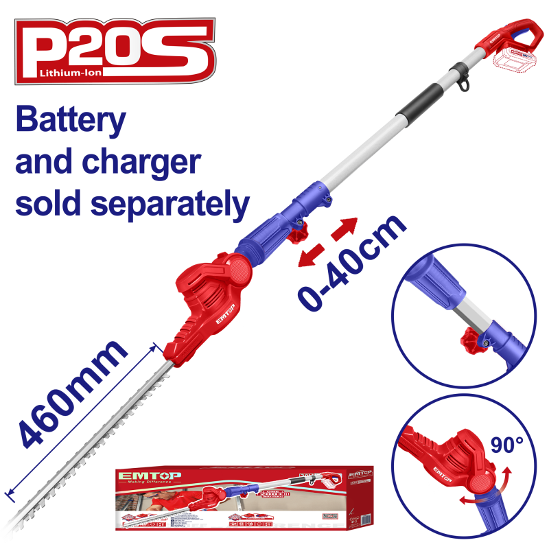 Trimmer extensibil gard viu fara incarcator si acumulator, lama 460mm - EPHT201601, EMTOP