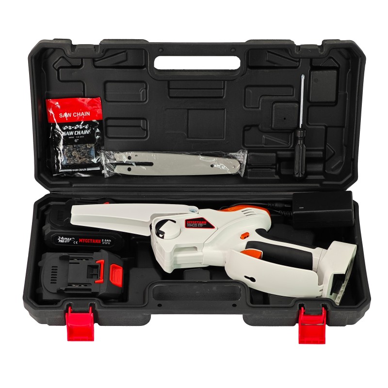 Mini drujba cu 2 acumulatori DDT-MUSTANGG, 21 V, 2 Ah, Model nou, Lama  Lant 6