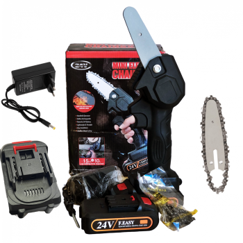 Mini fierastrau de mana, 2 acumulatori, 24V, 5 Ah, lama 10 cm