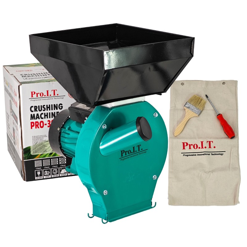 Moara Cuva Mare macinat cereale, boabe si stiuleti,DDT PRO.I.T., 3900 W, 3000 rpm, 4 site de rezerva, 320 kg h, 20 de ciocanele,bonus sac,surubelnita si perie