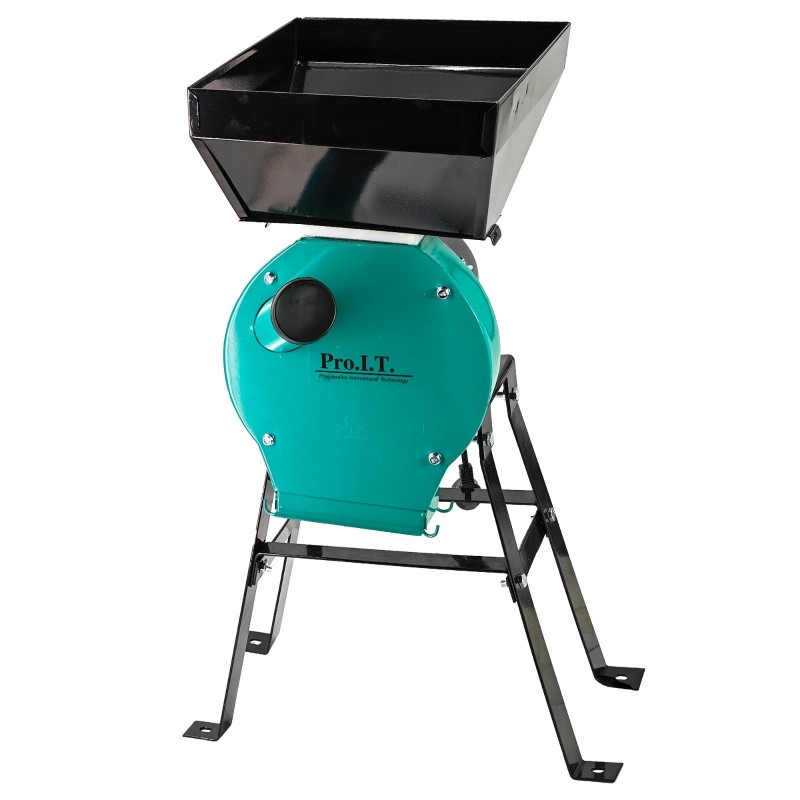 Moara electrica cu suport din metal pentru cereale si stiuleti (2 in 1), DDT-PRO.I.T. Cuva Mare, motor 3,9 kw , 3000 rpm, 320 kg h, 4 site de rezerva, 20 ciocanele,bonus sac,surubelnita si perie.