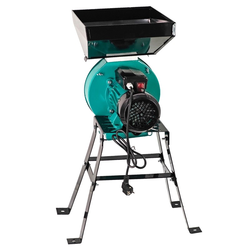 Moara electrica cu suport din metal pentru cereale si stiuleti (2 in 1), DDT-PRO.I.T. Cuva Mare, motor 3,9 kw , 3000 rpm, 320 kg h, 4 site de rezerva, 20 ciocanele,bonus sac,surubelnita si perie.