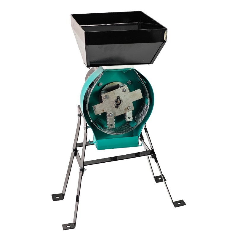 Moara electrica cu suport din metal pentru cereale si stiuleti (2 in 1), DDT-PRO.I.T. Cuva Mare, motor 3,9 kw , 3000 rpm, 320 kg h, 4 site de rezerva, 20 ciocanele,bonus sac,surubelnita si perie.