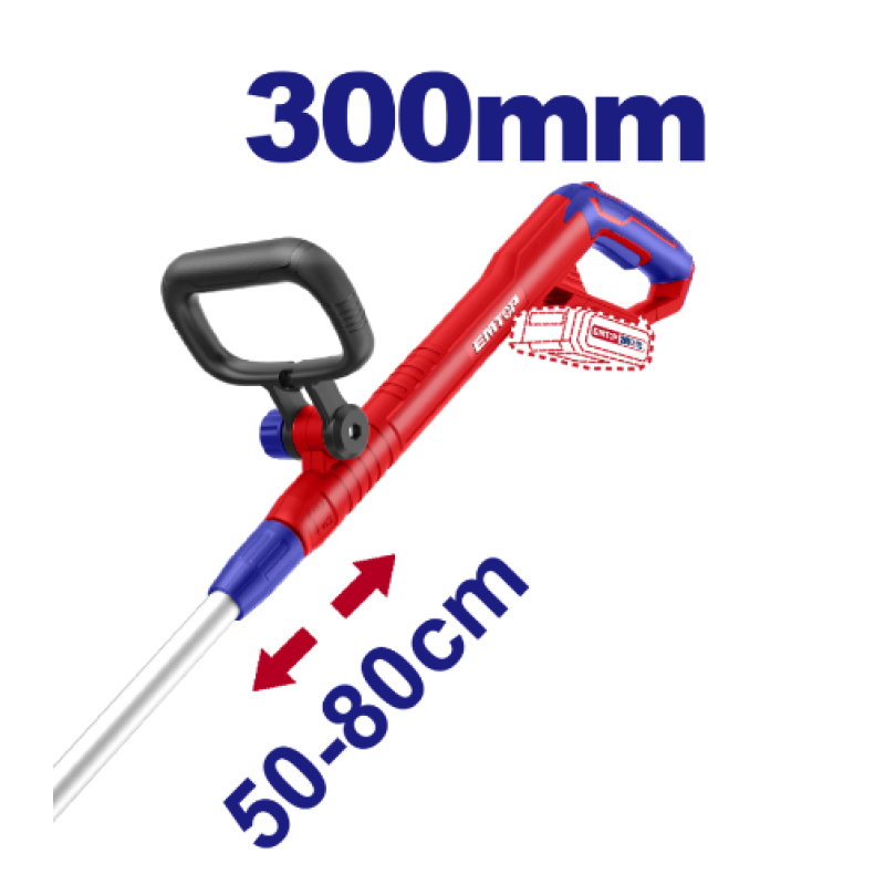 Motocoasa Trimmer fara acumulator si incarcator, maner reglabil, 300mm - ELGT20328, EMTOP