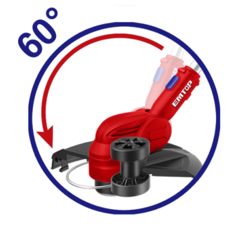 Motocoasa Trimmer fara acumulator si incarcator, maner reglabil, 300mm - ELGT20328, EMTOP