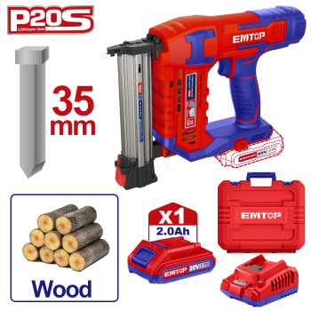 Pistol Capsator de cuie cu 1 acumulator si incarcator, 35mm, cutie de transport - ELBNLi35085, EMTOP