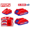 2 x Acumulatori 2.0Ah litiu-ion si incarcator, P20S - ELBCPK1222, EMTOP