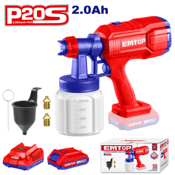 Pistol de vopsit cu 1 acumulator 2.0Ah, 800ml - ELSG20256, EMTOP