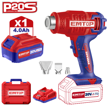 Suflanta aer cald (feon) cu 1 acumulator 4.0AH, cutie transport - EHGN200215, EMTOP