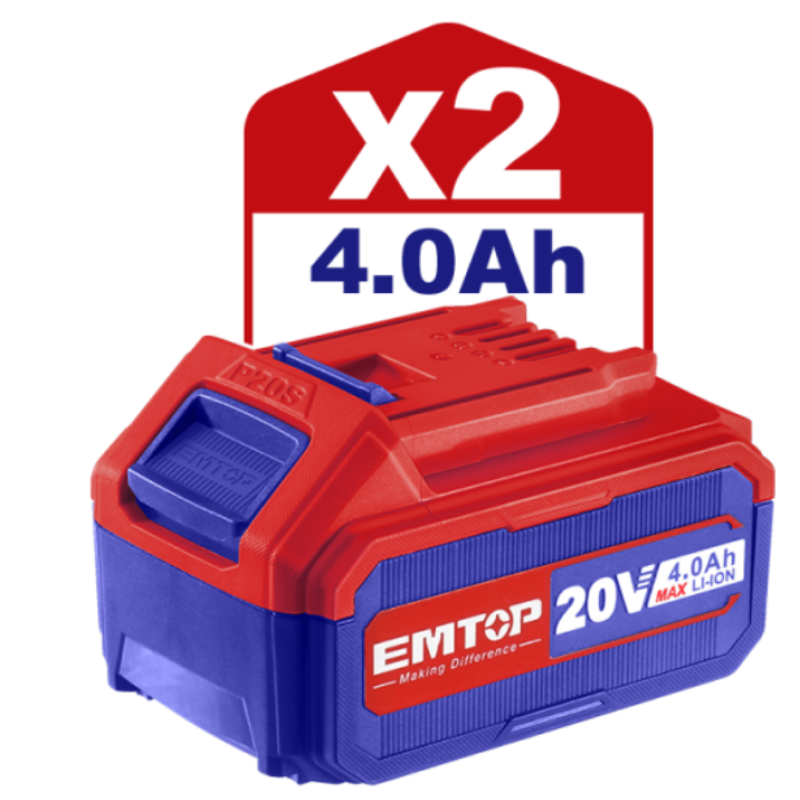 Polizor unghiular cu 2 acumulatori 4.0Ah, motor fara perii (brushless), 115mm, 10 discuri incluse - ELAG211542, EMTOP