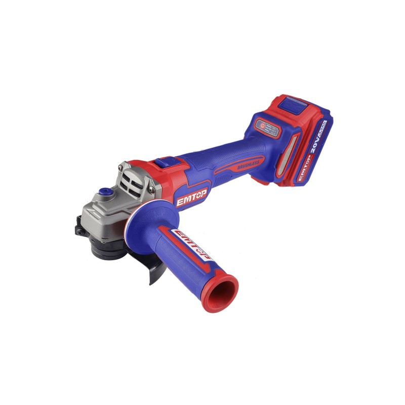 Polizor unghiular cu 2 acumulatori 4.0Ah, motor fara perii (brushless), 115mm, 10 discuri incluse - ELAG211542, EMTOP