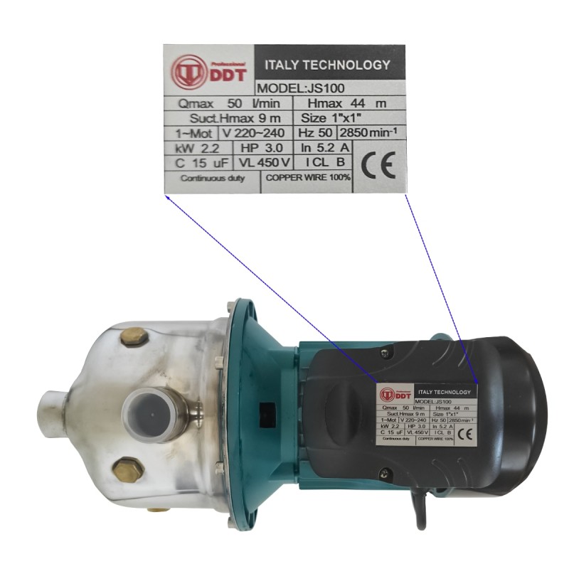 Pompa autoamorsanta de suprafata , DDT, JS100, 2200 W, 3000l h