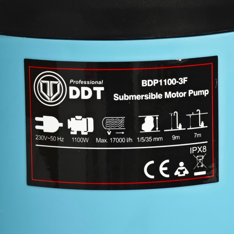 Pompa submersibila apa curata murdara DDT BDP1100-3F, 3in1, 1100W