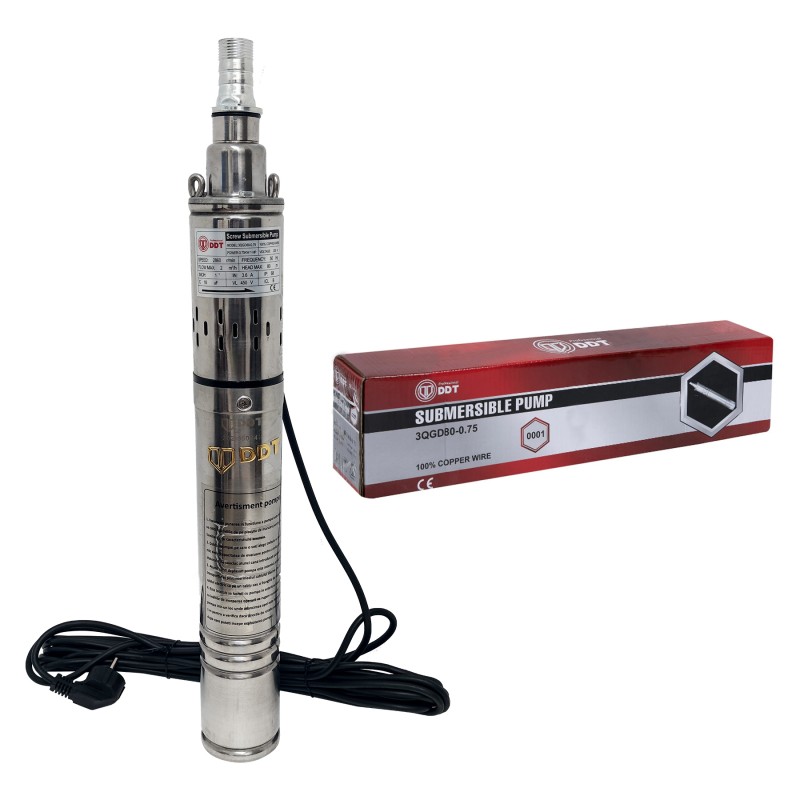 Pompa submersibila DDT 3QGD80-0.75, 750 W, 2 mc h, diametru 75 mm