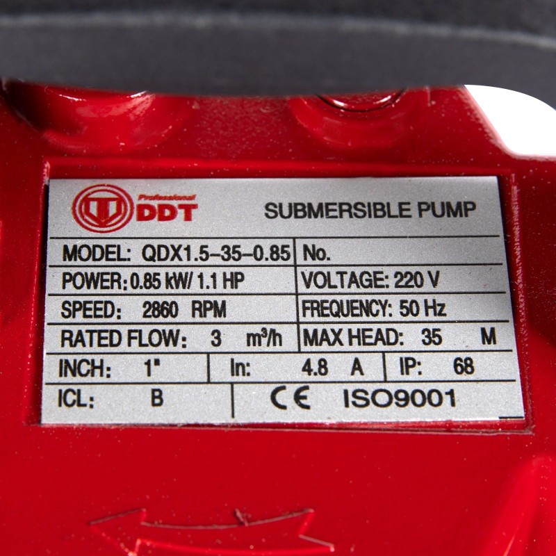 Pompa submersibila, DDT QDX35, 850 W, 2860 rpm, 3 m  ³ h.