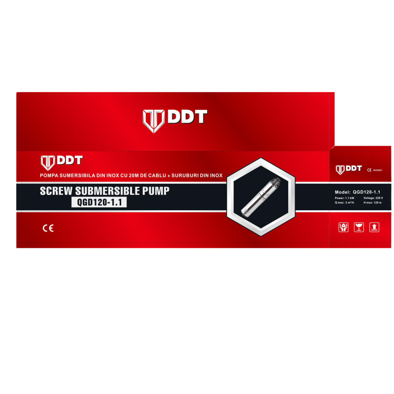 Pompa submersibila DDT 1100W, QGD120 Inox, 120 m, 3 m  ³ h, 20 m cablu