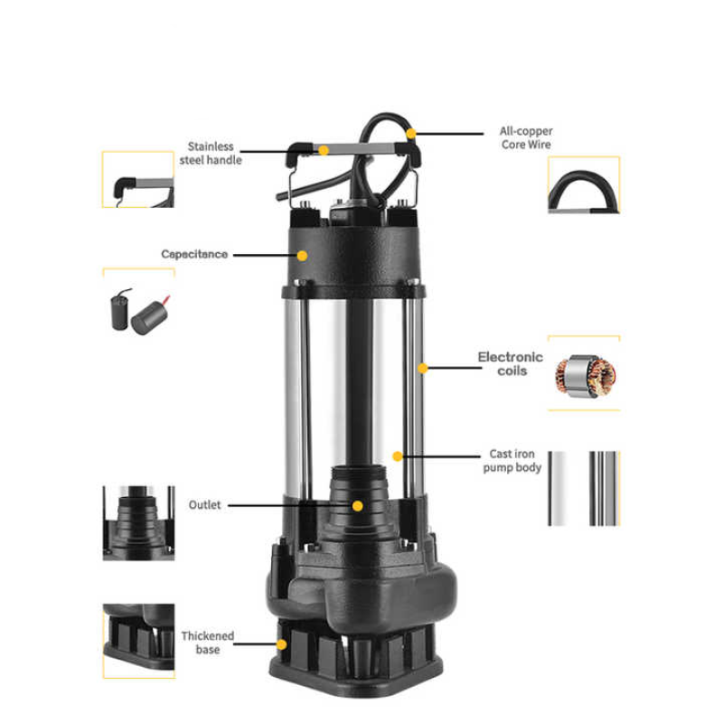 Pompa submersibila de apa murdara DDT V1500F, 1500 W, 12 mc h+ Furtun pompier, 20 metri, 2 toli