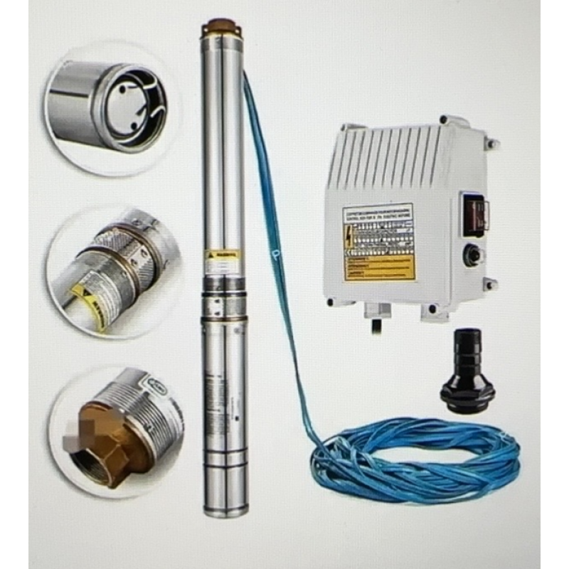 Pompa submersibila multietajata de mare adancime DDT, 4SDM2 8 DDT-0077, 1500 W, apa curata, carcasa inox-fonta,debit maxim 7000 L h, inaltime maxim 120m, diametru pompa 100 mm, panou comanda, 15m cabl