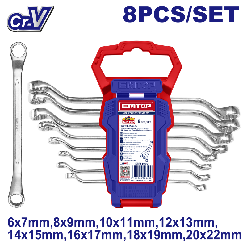 Set 8 chei inelare cotite 6-22mm - EFRS10801, EMTOP