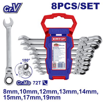Set de chei flexibile cu clichet, 8 buc - ECSS10803, EMTOP