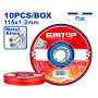 Set 10 discuri abrazive de taiere a metalelor 115x1.2mm - EACD121155, EMTOP