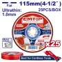 Set de 25 discuri ultrasubtiri de taiat metal, 115mm - EACD11011525, EMTOP